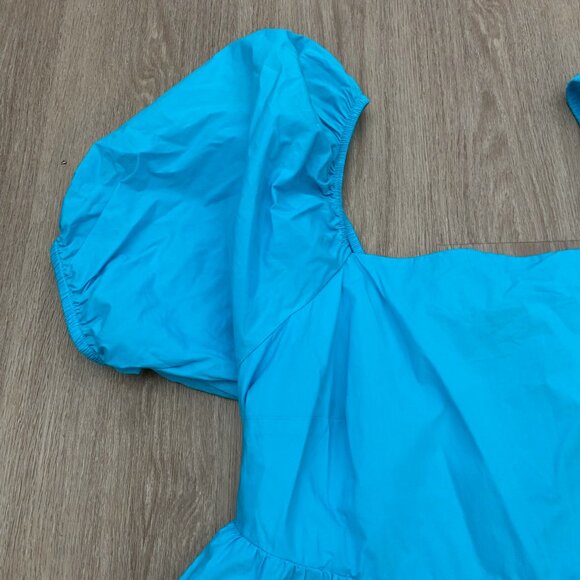 A New Day Mini Dress Puff Sleeves Smocked Cut Out Back Blue Womens Size XXL - Picture 5 of 15